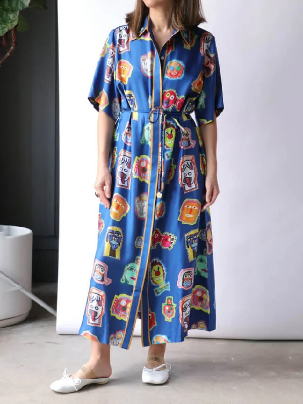 Unique Graffiti Fun Charming Print Midi Dress Comfortable Stretch Midi Dress