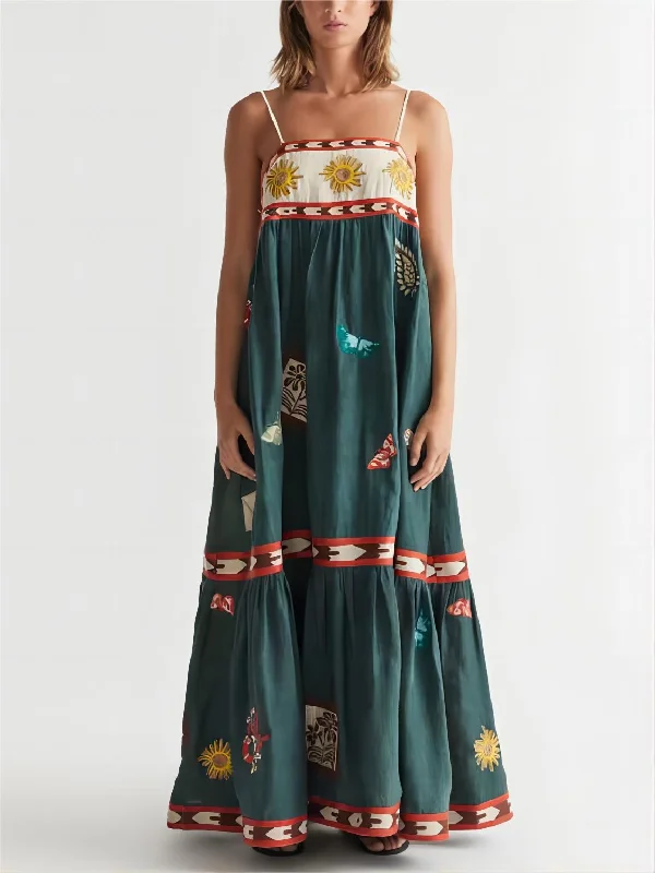 Summer Fun Unique Charming Printed Midi Dress Trendy Smocked Waist Midi Dress