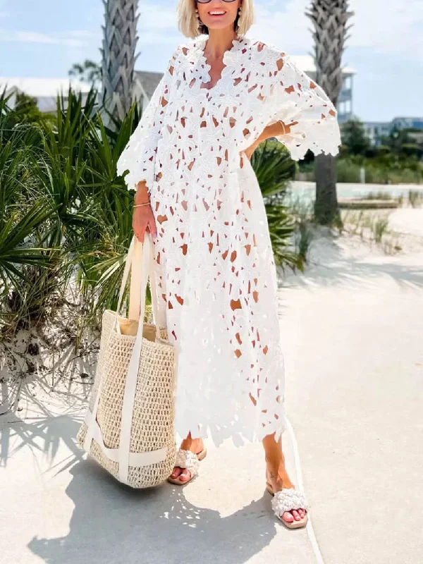 Lace Cover Up Charming Beach Midi Dress Comfortable Empire Waist Midi Dress