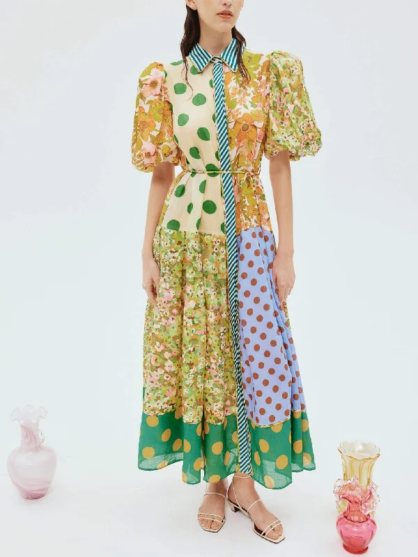 Exquisite Retro Floral Print Graceful Puff Sleeve Midi Dress Comfortable Sleeveless Midi Dress Exquisite Retro Floral Print Graceful Puff Sleeve Midi Dress Comfortable Sleeveless Midi Dress