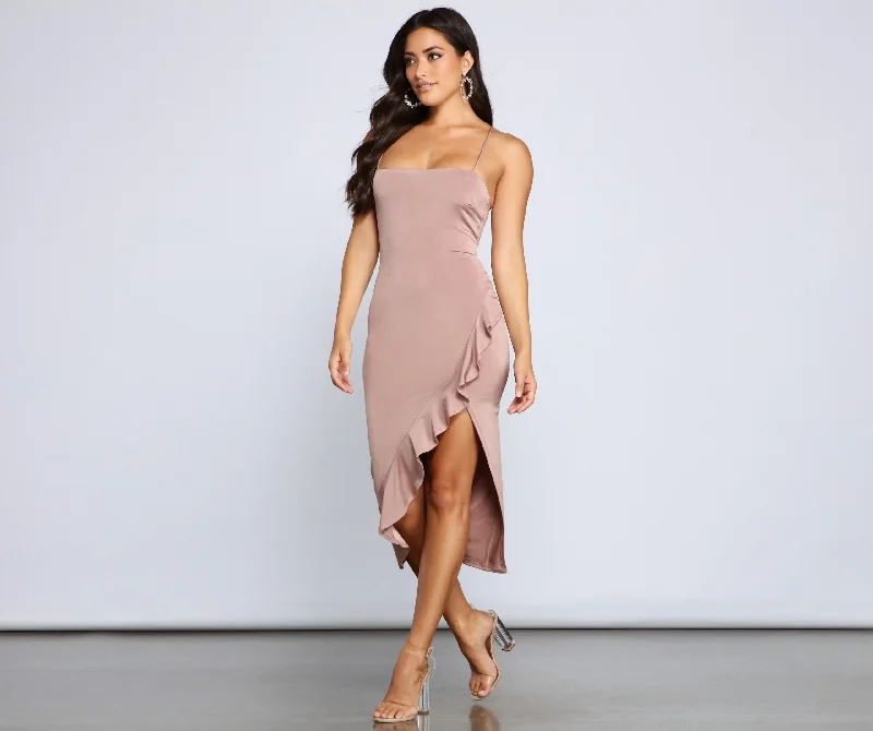 City Chic Stylish Ruffled Midi Dress Comfortable Empire Waist Midi Dress