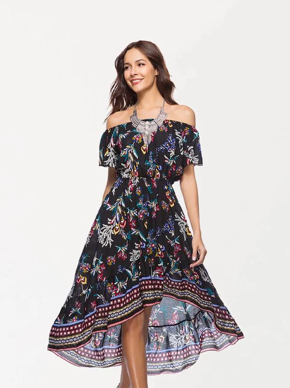 Doing It Right Floral Off Shoulder Midi Dress Fashionable Wide Leg Midi Dress