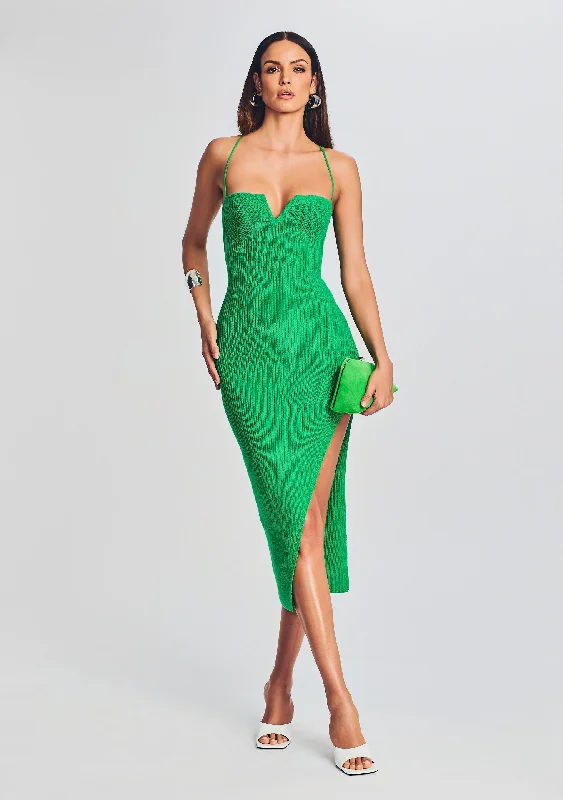 Dominique Knit Midi Dress Elegant Floral Skirt Midi Dress