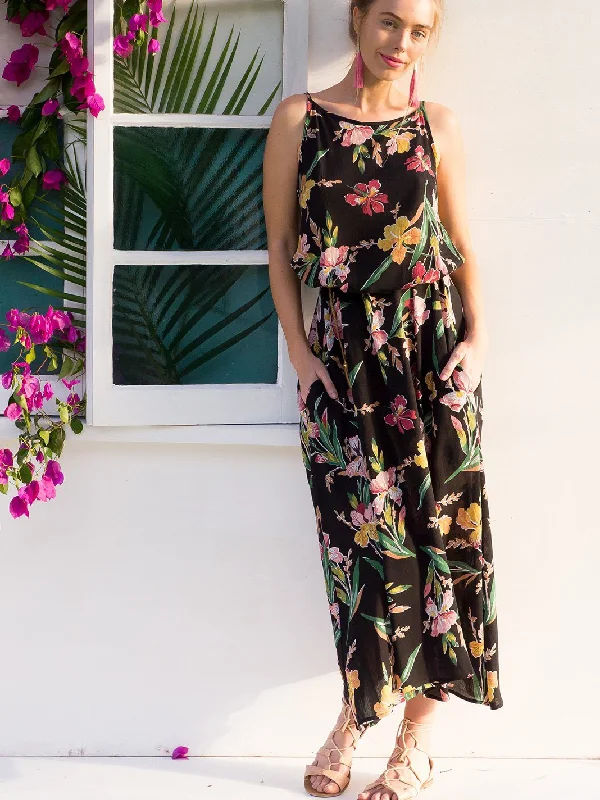 Hot Hot Hot Floral Print Midi Dress Comfortable Deep V Midi Dress
