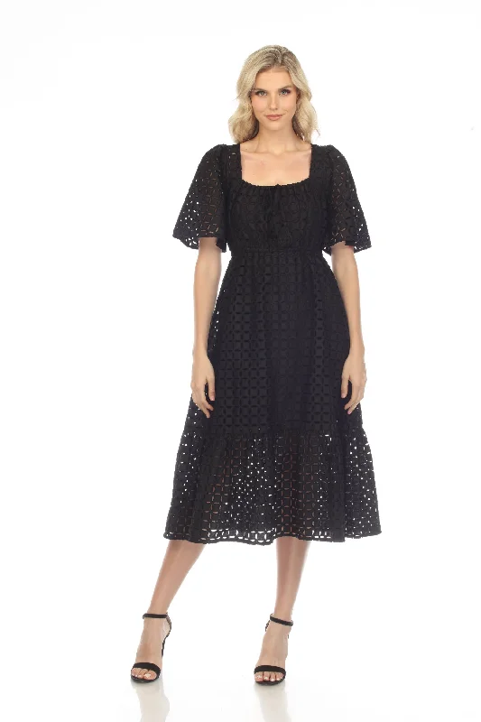 Johnny Was Jade Black Misty Eyelet Short Sleeve Midi Dress Boho Chic L37822 Comfortable Fit-and-Flare Midi Dress Johnny Was Jade Black Misty Eyelet Short Sleeve Midi Dress Boho Chic L37822 Comfortable Fit-and-Flare Midi Dress