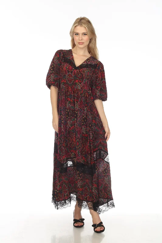 Johnny Was Love Dame Paisley Lace Insert Midi Dress Boho Chic L38322-O Trendy Ruffled Sleeve Midi Dress Johnny Was Love Dame Paisley Lace Insert Midi Dress Boho Chic L38322-O Trendy Ruffled Sleeve Midi Dress