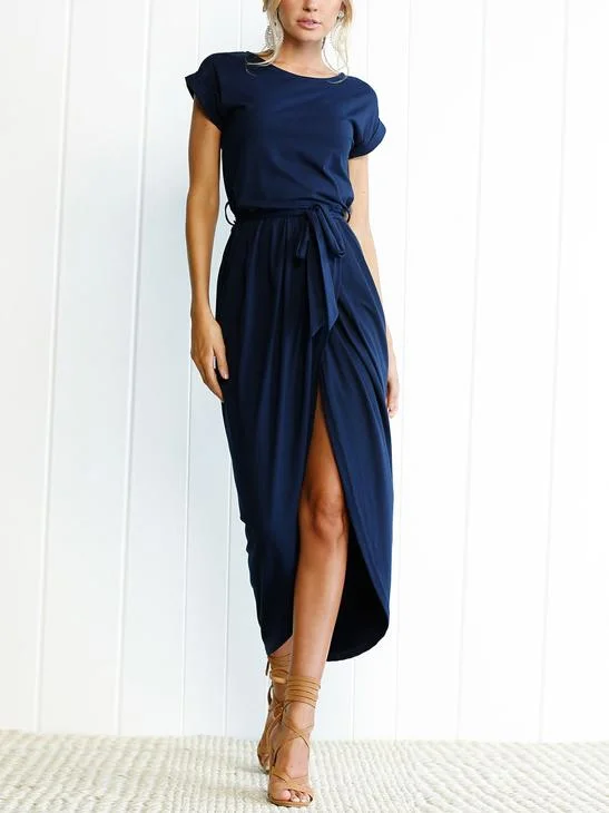 Made For This High Slit Midi Dress Comfortable Stretch Midi Dress