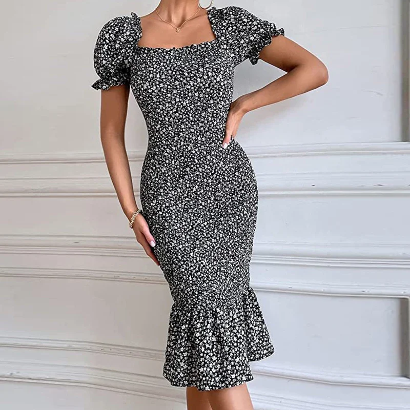 Off-Shoulder Floral Printed Midi Dress Trendy Off-Shoulder Button Midi Dress