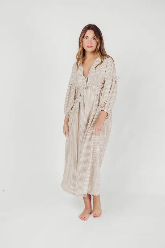 Sasha 100% Cotton Striped Midi Dress in Thyme - Bump Friendly Elegant Satin Button Midi Dress Sasha 100% Cotton Striped Midi Dress in Thyme - Bump Friendly Elegant Satin Button Midi Dress