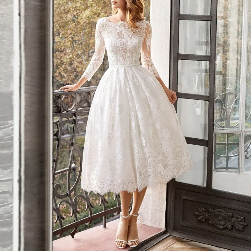 Sexy Lace Fit and Flare Midi Dress Cozy A-Line Midi Dress