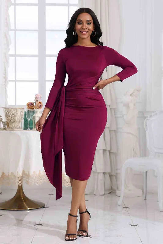 Tie Detail Round Neck Midi Dress Cozy Tie-Dye Midi Dress