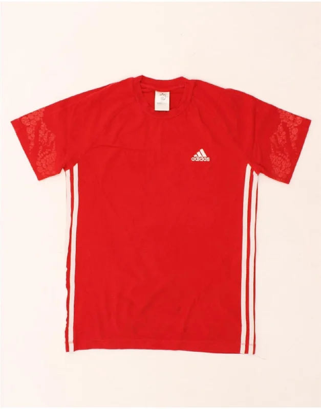 ADIDAS Womens T-Shirt Top UK 10 Small Red Lace Blend Ribbed Blend Corduroy Blend