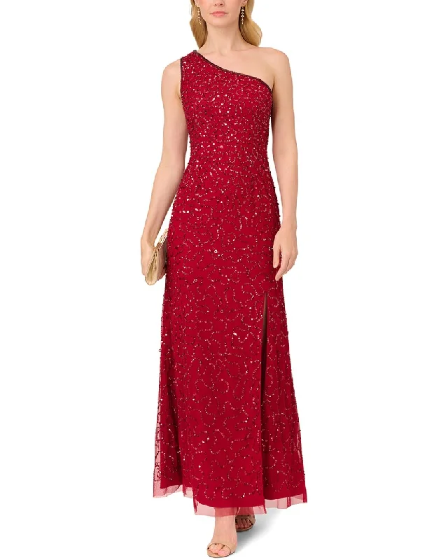 Adrianna Papell Mermaid One Shoulder Maxi Dress Fashionable Sheer Maxi Dress