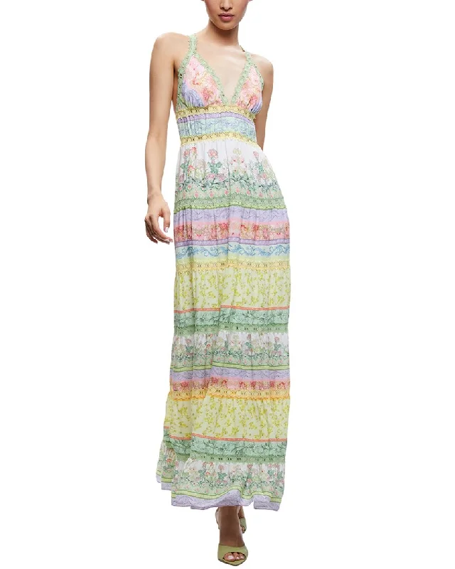 alice + olivia Karolina Paneled Halter Maxi Dress Comfortable Bohemian Maxi Dress