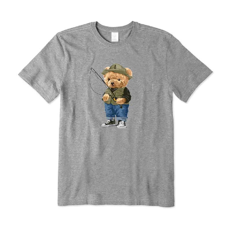 Bear Fishing T-Shirt Anti-Shrink Durable Soft