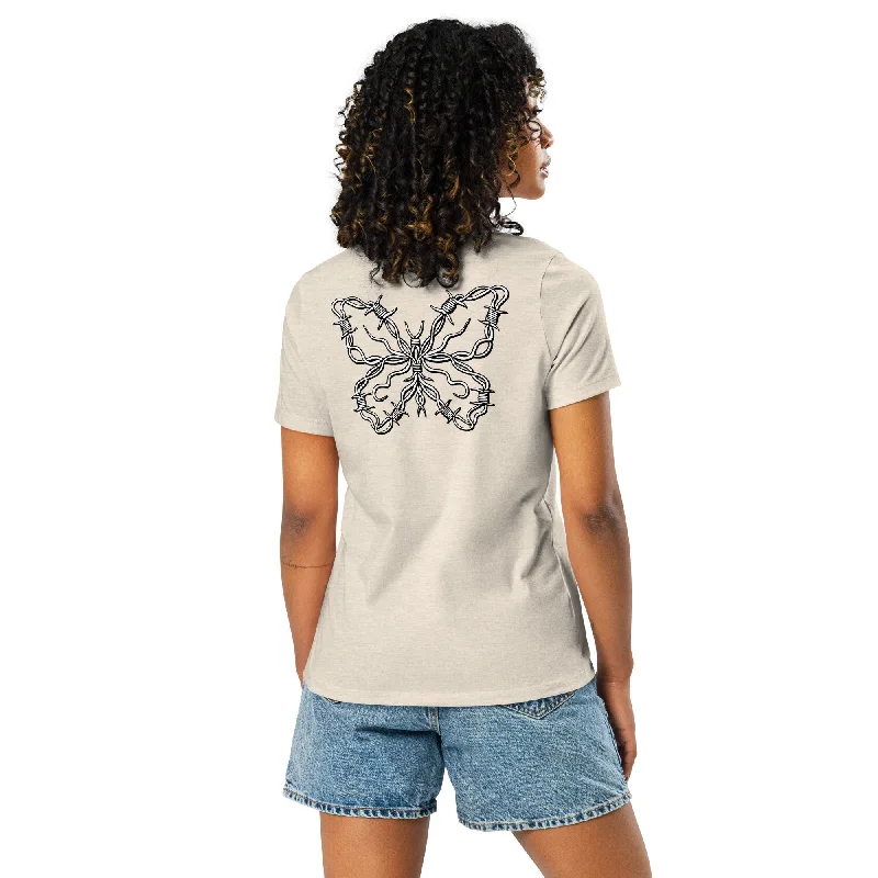 BUTTERFLY Women's Relaxed T-Shirt Zippered Front Buttoned Front Snap Front