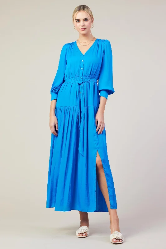 Button Detail Tiered Maxi Dress Cozy Knitted Maxi Dress