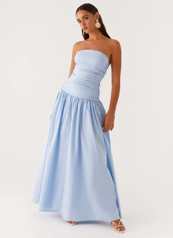 Carmel Maxi Dress - Blue Fashionable Button-Down Maxi Dress
