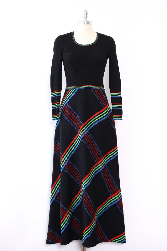 Electric Plaid Knit Maxi Dress S-L Cozy Wrap Maxi Dress