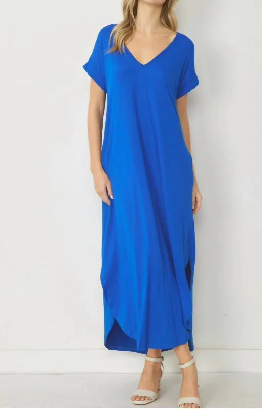 Everyday Maxi Dress In Royal Elegant Wraparound Maxi Dress