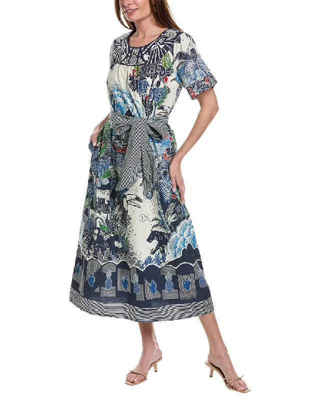 FARM Rio Graphic Rio Tie Waist Maxi Dress Comfortable Maxi Dress with Sleeves