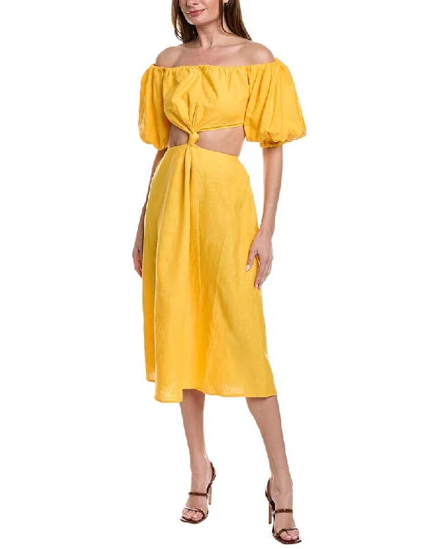 FARM Rio Linen-Blend Maxi Dress Fashionable Chiffon Tiered Maxi Dress
