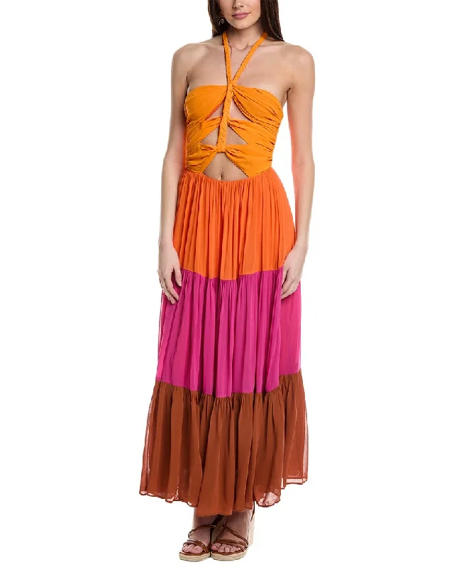 FARM Rio Warm Colorblocking Maxi Dress Trendy Maxi Dress with Bow