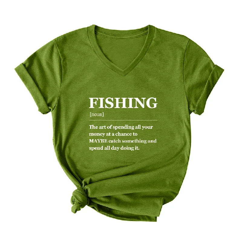 FISHING'S ART V Neck T-Shirt for Women Silk Blend Satin Velvet