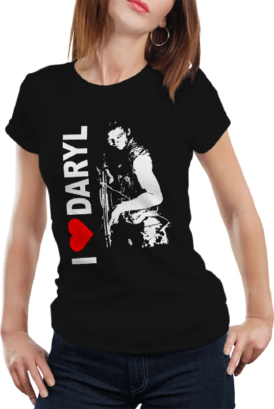 I Heart Daryl Girl's T-Shirt Notch Collar Peter Pan Collar Cowl Neck