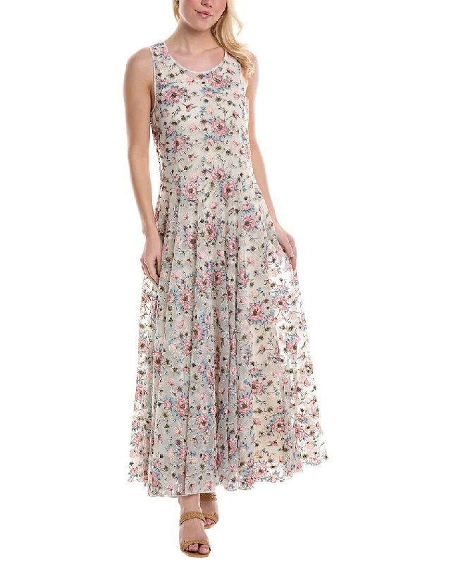 Johnny Was Karina Mesh Maxi Dress Trendy Floral Print Maxi Dress