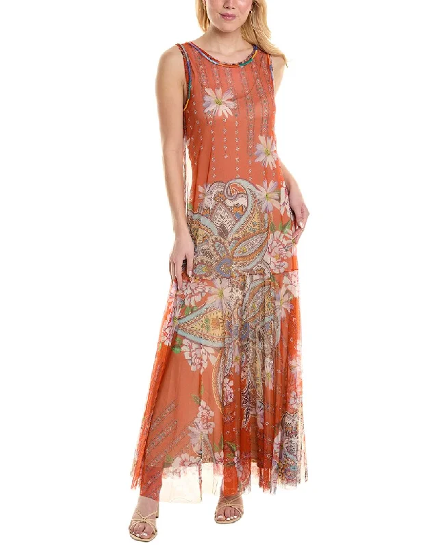 Johnny Was Paisley Mesh Maxi Dress Cozy Open-Back Maxi Dress