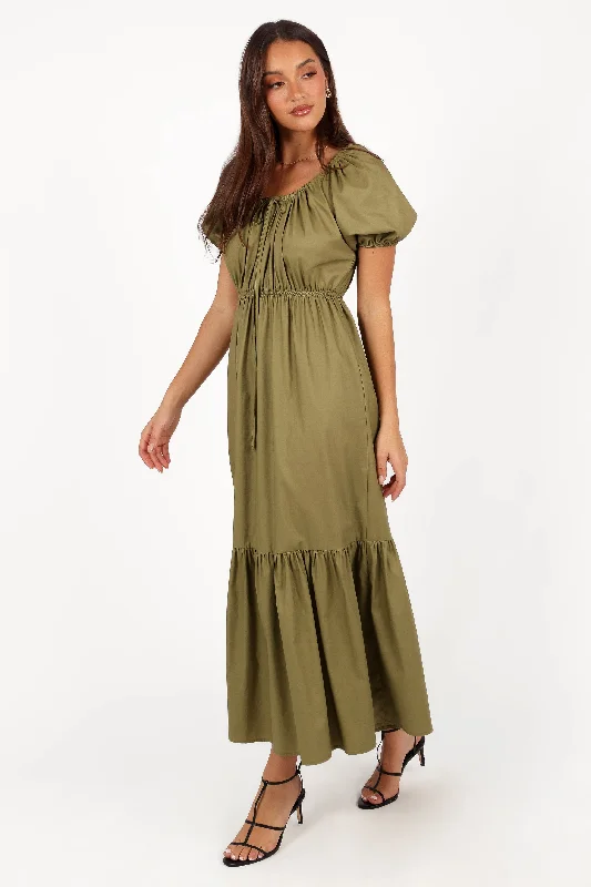 Juliana Maxi Dress - Olive Comfortable T-Shirt Maxi Dress