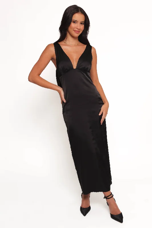 Lenora Maxi Dress - Black Stylish Button-Up Maxi Dress
