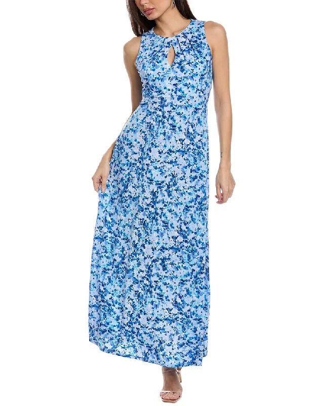 London Times Keyhole Maxi Dress Chic Button-Up Maxi Dress