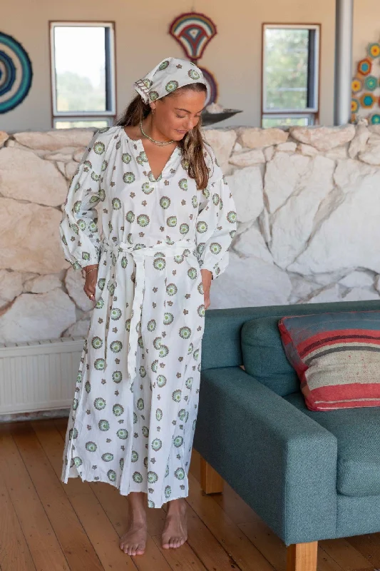 Mandalay - Seaweed Bud Maxi Dress - Kelp Fashionable Printed Maxi Dress
