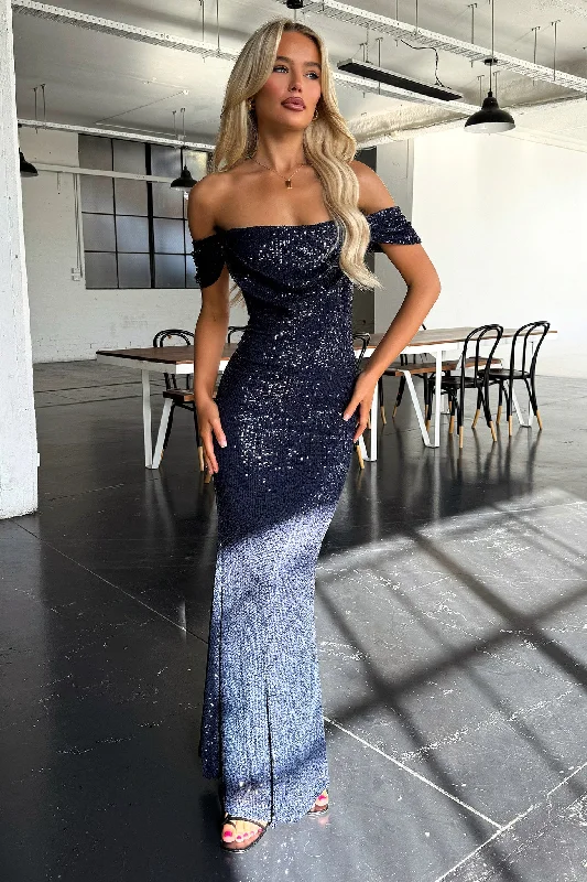 Nara Maxi Dress - Navy Comfortable Plunging Neckline Maxi Dress