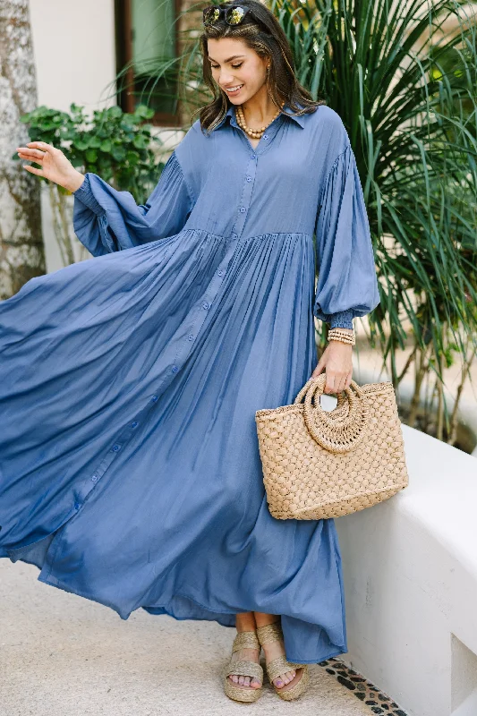 Nothing But The Best Blue Maxi Dress Comfortable Bohemian Maxi Dress