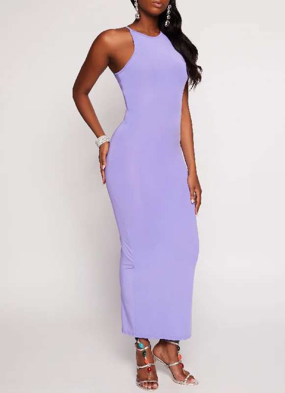 Daisy High Neck Slit Back Maxi Dress Elegant Maxi Dress with Lace