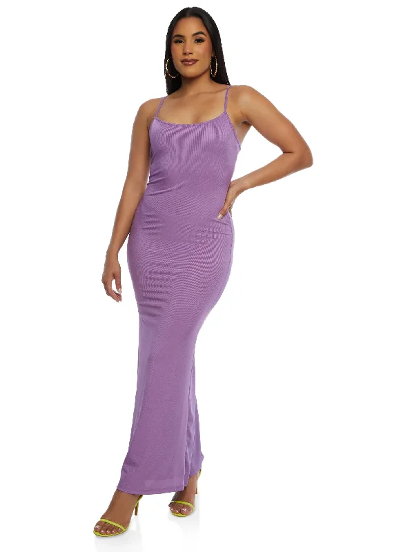 Ribbed Scoop Neck Cami Maxi Dress Classic Strapless Maxi Dress
