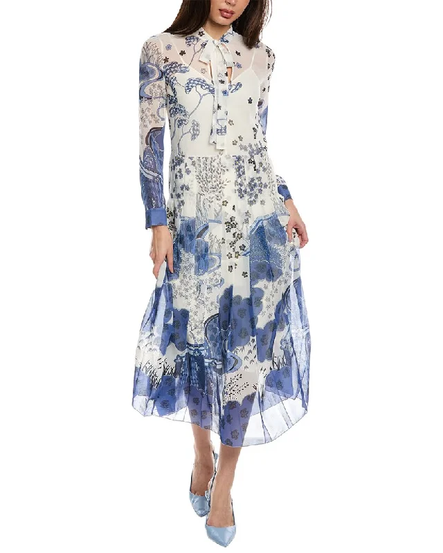 RED Valentino Maxi Dress Cozy Ruffle Sleeve Maxi Dress