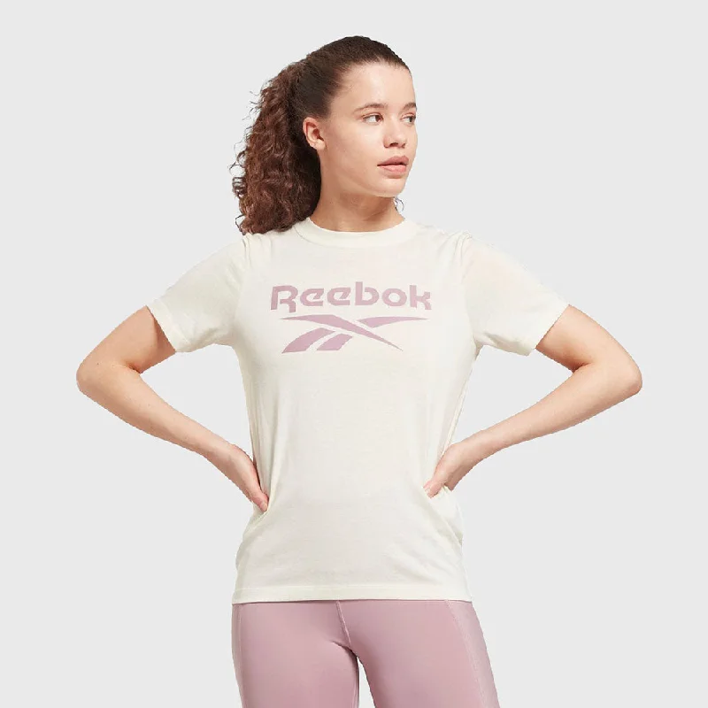 Reebok - Women's Sport Identity T-Shirt - Classic White Collared T-Shirt Boat Neck A-Line