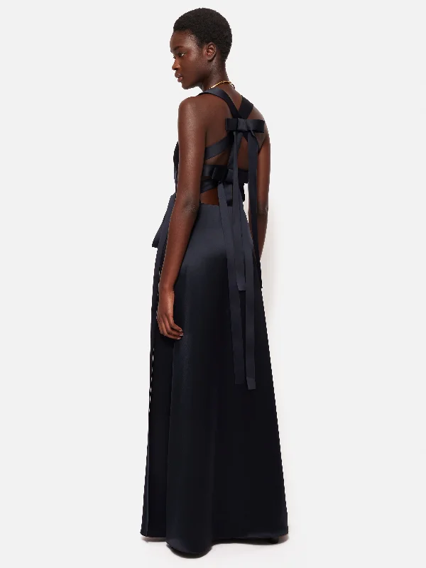 Roksanda Slip Maxi Dress | Navy Comfortable Pleated Maxi Dress