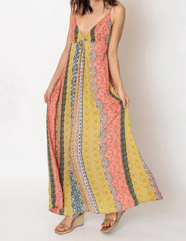 Sun Kissed Maxi Dress In Multicolor Elegant Maxi Dress with Ruffles