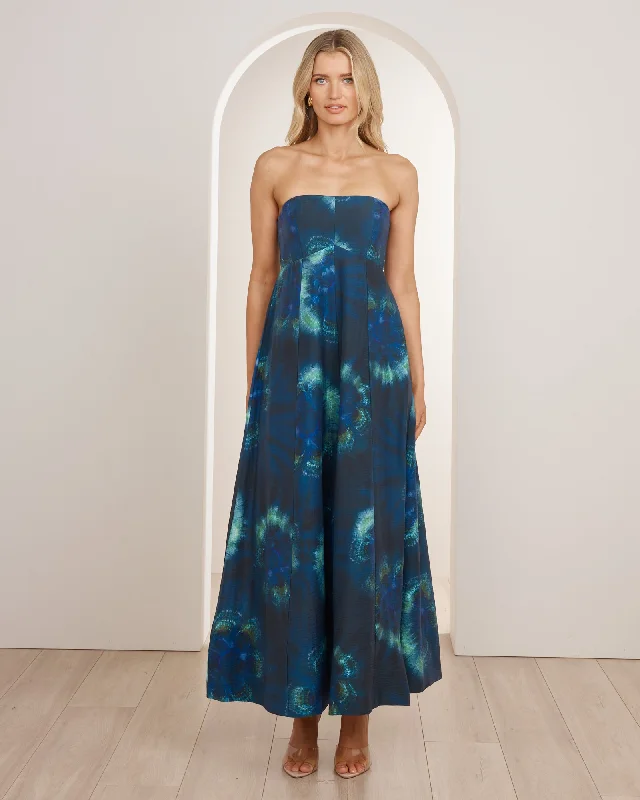 Taine Strapless Maxi Dress Elegant Floral Maxi Dress