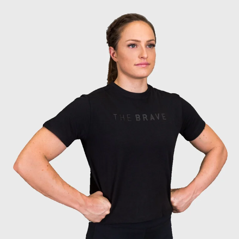 THE BRAVE - SIGNATURE CROPPED T-SHIRT - BLACK Polka Dot Checkered Tartan