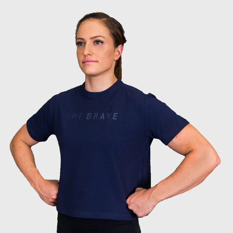 THE BRAVE - SIGNATURE CROPPED T-SHIRT - DARK NAVY Front Pockets Side Pockets Patch Pockets