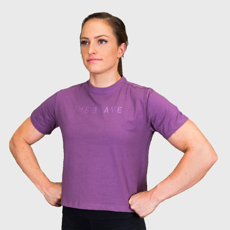 THE BRAVE - SIGNATURE CROPPED T-SHIRT - FIG Fleece Nylon Spandex