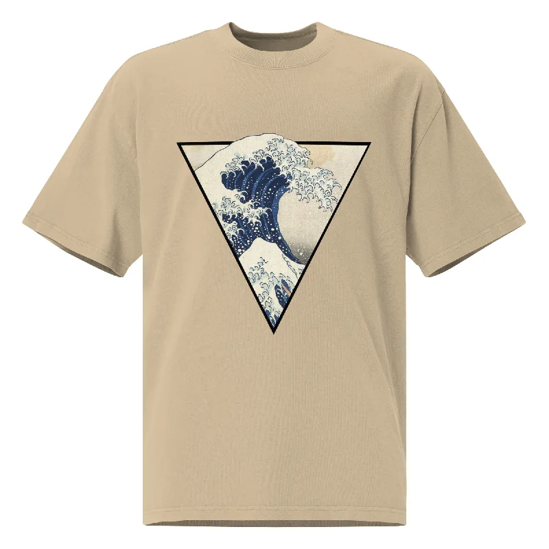 THE GREAT WAVE Unisex Oversized Faded T-Shirt Elegant Classic Vintage