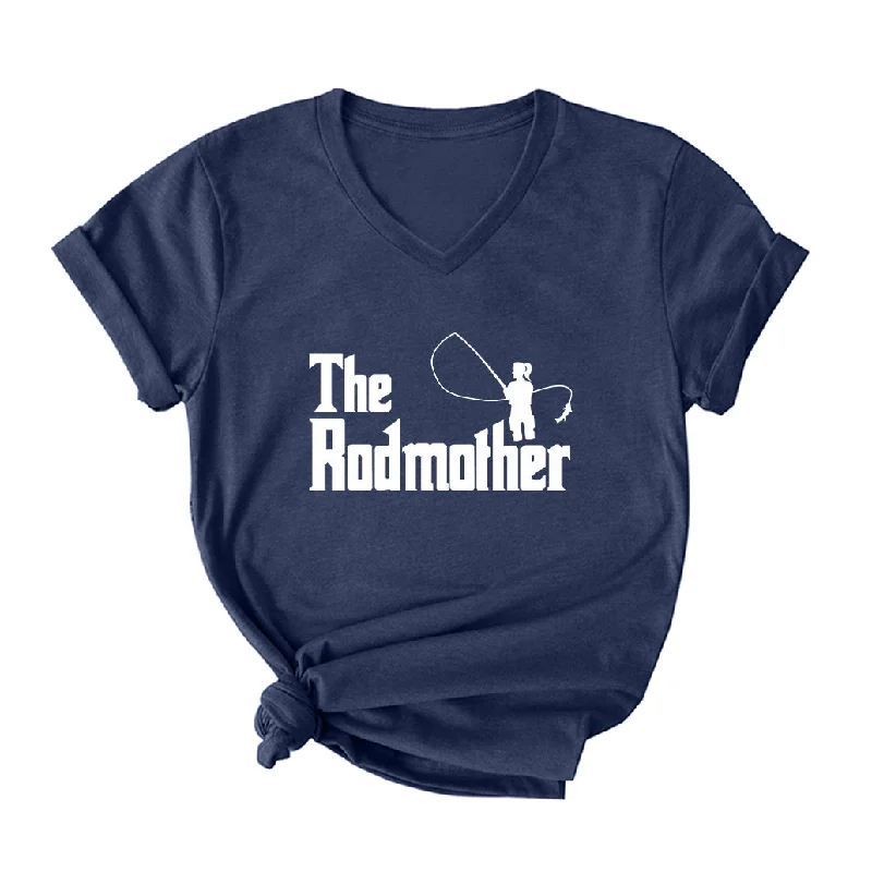 THE RODMOTHER V Neck T-Shirt for Women Boxy Fit Fitted Loose