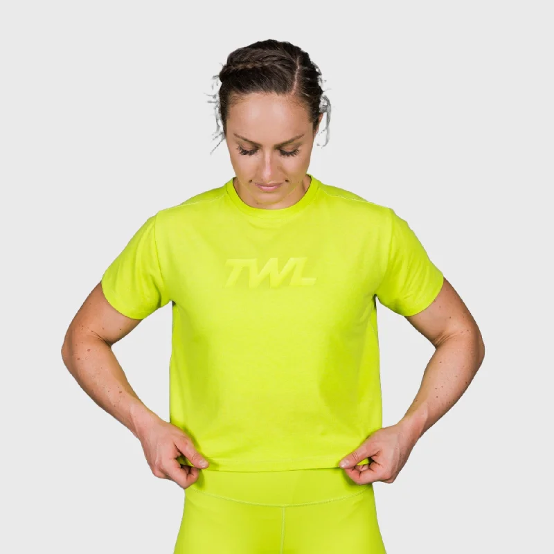 TWL - WOMEN'S EVERYDAY CROPPED T-SHIRT - LIME BURST Fleece Fabric Down Fabric Feather Fabric